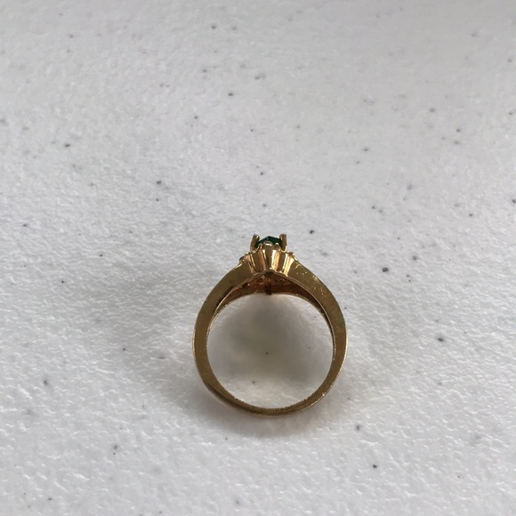 Vintage Emerald Stone with Accents 10K Gold Plated Ring - Picture 10 of 12